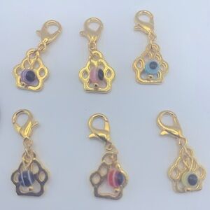 Evil Eye Bead & Paw Charm, Claw Clasp Clip-on for Small Pet Collar or Keychain